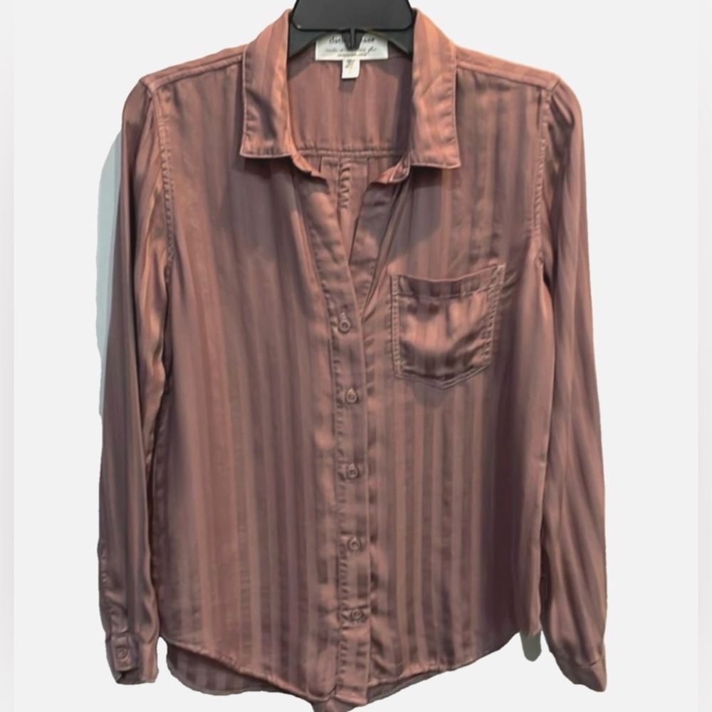 Cloth & Stone Anthropologie Mauve Button Down Blouse XS Silky Soft Top